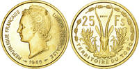 Togo 25 Francs Münze, Paris, ESSAI, VZ+, Aluminum-Bronze, KM:E8 -