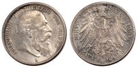 Deutsch Staaten 2 Mark Münze, BADEN, Friedrich I, Stuttgart, SS+ -