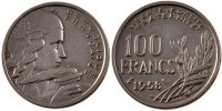Frankreich 100 Francs Münze, Cochet, SS, Copper-nickel, Gadoury:897 -