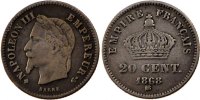 Frankreich 20 Centimes Münze, Napoleon III, Napoléon III, Strasbourg -