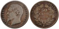 Frankreich 50 Centimes Münze, Napoleon III, Napoléon III, Paris, S -