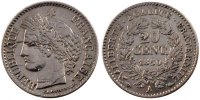 Frankreich 20 Centimes Münze, Cérès, Paris, SS+, Silber, KM:758.1 -