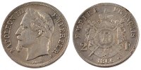 Frankreich 2 Francs Münze, Napoleon III, Napoléon III, Paris, SS+ -
