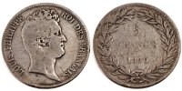 Frankreich 5 Francs Münze, Louis-Philippe, Paris, S, Silber, KM:737.1 -