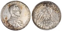Deutsch Staaten 3 Mark Münze, PRUSSIA, Wilhelm II, Berlin, SS, Silber -