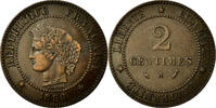 Frankreich 2 Centimes Münze, Cérès, Paris, SS+, Bronze, Gadoury:105 -