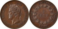 Frankreich 5 Centimes Münze, VZ, Kupfer, Gadoury:145 -