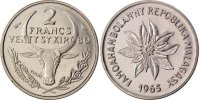 Madagascar 2 Francs Münze, Paris, STGL, Stainless Steel -
