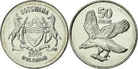 Botswana 50 Thebe Münze, British Royal Mint, VZ, Nickel plated steel -