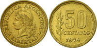Argentinien 50 Centavos Münze, SS, Aluminum-Bronze, KM:68 -
