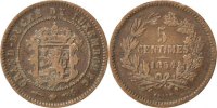 Luxemburg 5 Centimes Münze, William III, Utrecht, SS, Bronze, KM:22.1 -