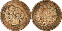 Frankreich 10 Centimes Münze, Cérès, Paris, Petit A, S, Bronze -