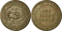 Großbritannien Penny Token Münze, Warwickshire, Birmingham & Risca -