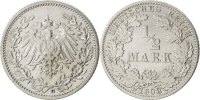 GERMANY - EMPIRE 1/2 Mark Münze, Karlsruhe, SS, Silber, KM:17 -