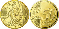 Frankreich 50 Euro Cent BE, STGL, Messing, KM:1412 -
