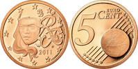 Frankreich 5 Euro Cent STGL, Copper Plated Steel, KM:1284 -
