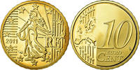 Frankreich 10 Euro Cent BE, STGL, Messing, KM:1410 -