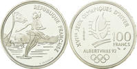 Frankreich 100 Francs Münze, Ice Skating Couple, STGL, Silber, KM:972 -