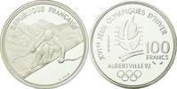 Frankreich 100 Francs Münze, Alpine skiing, BE, STGL, Silber, KM:971 -