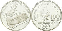 Frankreich 100 Francs Münze, Bobsledding, BE, STGL, Silber, KM:981 -