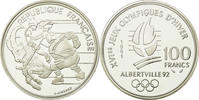 Frankreich 100 Francs Münze, Hockey players, BE, STGL, Silber, KM:993 -
