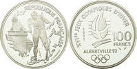 Frankreich 100 Francs Münze, Cross-country skier, BE, STGL, Silber -
