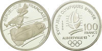 Frankreich 100 Francs Münze, Bobsledding, BE, STGL, Silber, KM:981 -