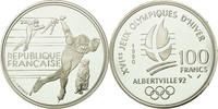 Frankreich 100 Francs Münze, Speed skaters, BE, STGL, Silber, KM:980 -