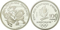 Frankreich 100 Francs Münze, Hockey players, BE, STGL, Silber, KM:993 -
