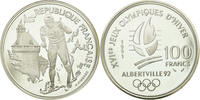 Frankreich 100 Francs Münze, Cross-country skier, BE, STGL, Silber -