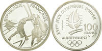 Frankreich 100 Francs Münze, Free-style skier, BE, VZ+, Silber, KM:983 -