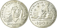 Frankreich 100 Francs Münze, Descartes, VZ, Silber, KM:996 -