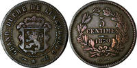 Luxemburg 5 Centimes Münze, William III, Utrecht, SS, Bronze, KM:22.1 -