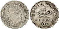 Frankreich 20 Centimes Münze, Napoleon III, Napoléon III, Paris, S+ -