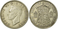 Großbritannien 1/2 Crown Münze, George VI, SS, Silber, KM:856 -