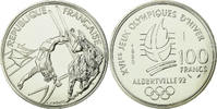 Frankreich 100 Francs Münze, Free-style skier, ESSAI, UNZ, Silber -