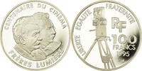 Frankreich 100 Francs Münze, Frères Lumière, BE, STGL, Silber -