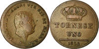 Italien Staaten Tornese Münze, NAPLES, Ferdinando II, SS, Kupfer -