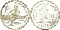 Frankreich 100 Francs Münze, Ice Skating Couple, BE, STGL, Silber -