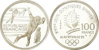 Frankreich 100 Francs Münze, Speed skaters, BE, STGL, Silber, KM:980 -
