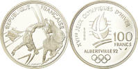 Frankreich 100 Francs Münze, Free-style skier, BE, STGL, Silber -