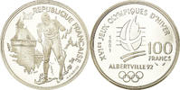 Frankreich 100 Francs Münze, Cross-country skier, BE, STGL, Silber -