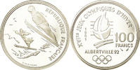 Frankreich 100 Francs Münze, Ski jumpers, BE, STGL, Silber, KM:995 -