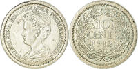 Niederlande 10 Cents Münze, Wilhelmina I, VZ, Silber, KM:145 -