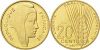 Frankreich 20 Centimes Münze, VZ+, Cupro-nickel, Gadoury:327 -