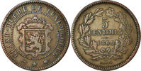 Luxemburg 5 Centimes Münze, William III, Paris, SS, Bronze, KM:22.2 -