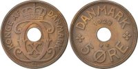 Dänemark 5 Öre Münze, Christian X, Copenhagen, SS, Bronze, KM:828.2 -