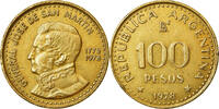 Argentinien 100 Pesos Münze, SS, Aluminum-Bronze, KM:82 -