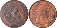 Niederlande 2-1/2 Cent Münze, William III, S+, Bronze, KM:108.1 -