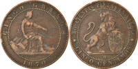 Spanien 5 Centimos Münze, Provisional Government, Madrid, S+, Kupfer, KM:662 -